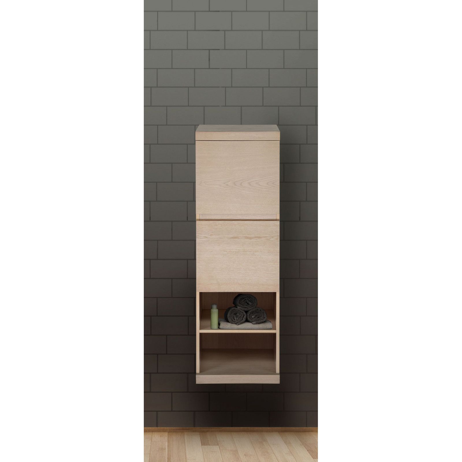 Demi-colonne salle de bain 120 cm à suspendre chêne ENIO