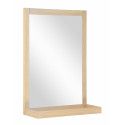 Ensemble salle de bain chêne 60 cm meuble + vasque + miroir + module rangement ENIO