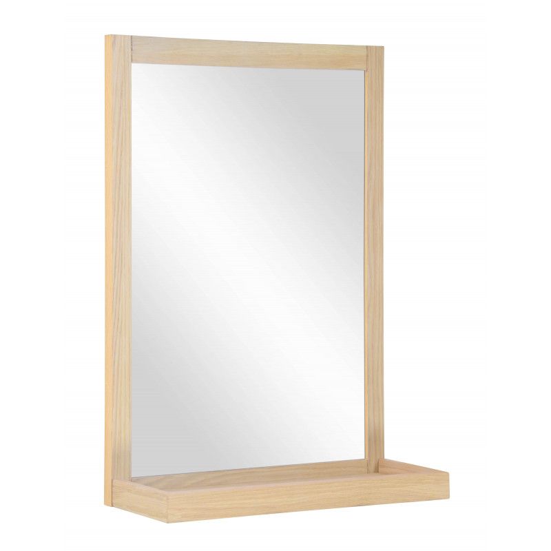 Ensemble salle de bain chêne 60 cm meuble + vasque + miroir + module rangement ENIO