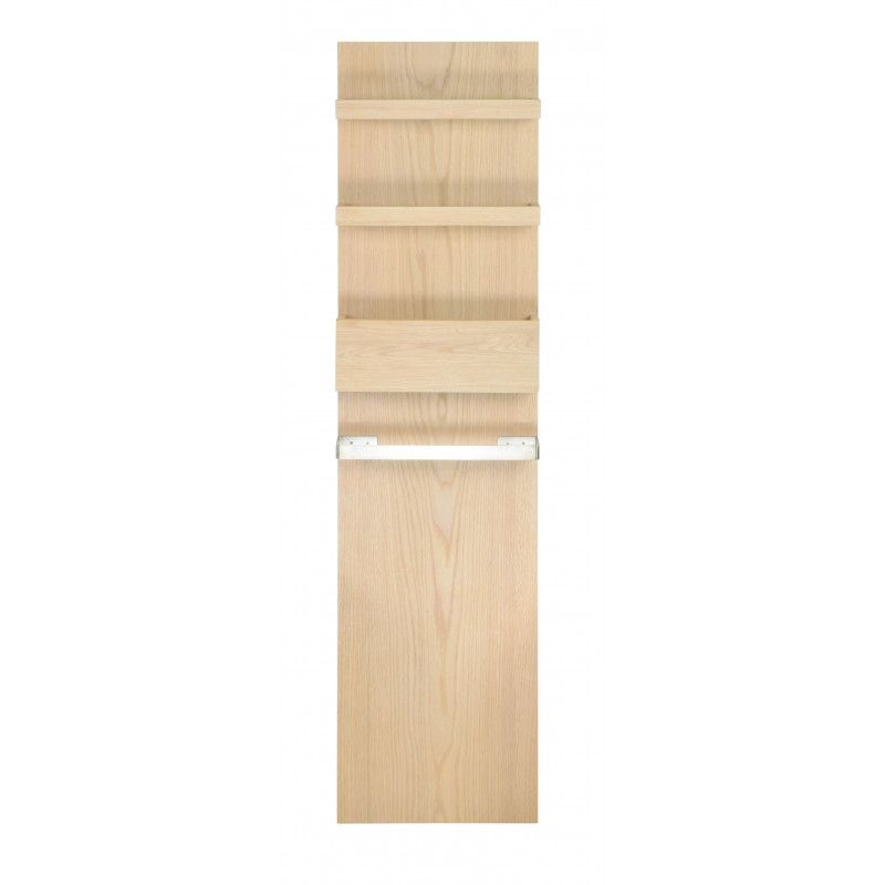 Ensemble salle de bain chêne 60 cm meuble + vasque + miroir + module rangement ENIO