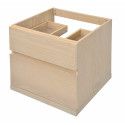 Ensemble salle de bain chêne 60 cm meuble + vasque + miroir + module rangement ENIO