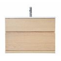 Ensemble salle de bain chêne 80 cm meuble + vasque + miroir + demi-colonne ENIO Ensemble salle de bain chêne 80 cm meuble + vasque + miroir + demi-colonne ENIO