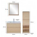 Ensemble salle de bain chêne 80 cm meuble + vasque + miroir + demi-colonne ENIO Ensemble salle de bain chêne 80 cm meuble + vasque + miroir + demi-colonne ENIO