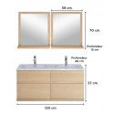 Ensemble salle de bain chêne 120 cm meuble + vasque + 2 miroirs ENIO