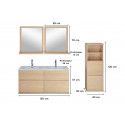 Ensemble salle de bain chêne 120 cm meuble + vasque + 2 miroirs + demi-colonne ENIO