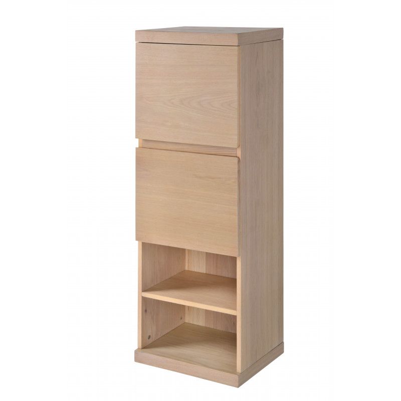 Ensemble salle de bain chêne 120 cm meuble + vasque + 2 miroirs + demi-colonne ENIO
