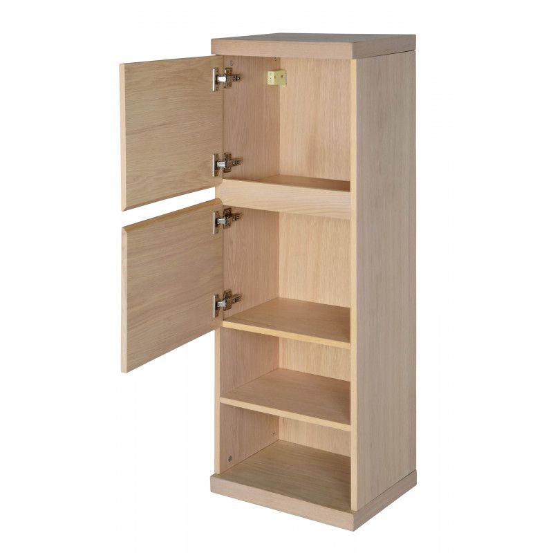 Ensemble salle de bain chêne 120 cm meuble + vasque + 2 miroirs + demi-colonne ENIO