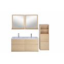 Ensemble salle de bain chêne 120 cm meuble + vasque + 2 miroirs + demi-colonne ENIO