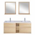 Ensemble salle de bain chêne 140 cm meuble + vasque + 2 miroirs ENIO