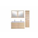 Ensemble salle de bain chêne 120 cm meuble + vasque + 2 miroirs + module rangement ENIO