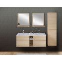 Ensemble salle de bain chêne 140 cm meuble + vasque + 2 miroirs + colonne ENIO