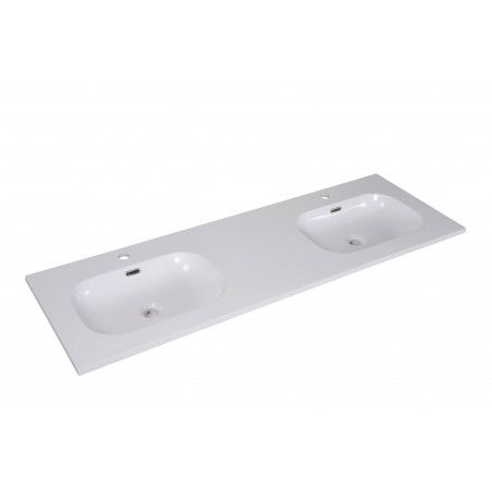 Ensemble salle de bain chêne 140 cm meuble + vasque + 2 miroirs + module rangement ENIO