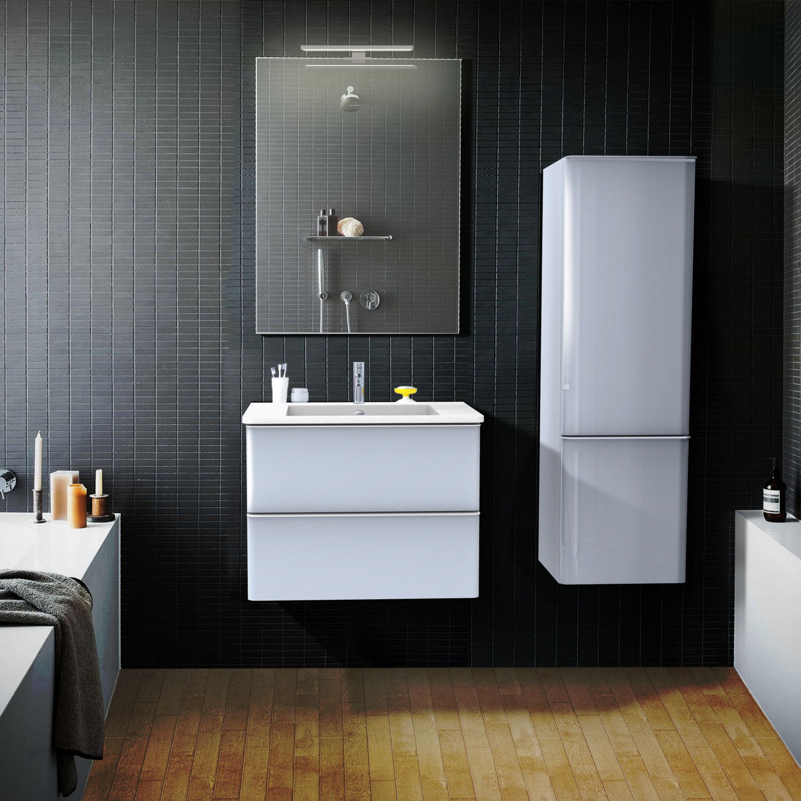 Miroir Salle De Bain Avec Éclairage LED L60 x H80 JULIA Miroir Salle De Bain Avec Éclairage LED L60 x H80 JULIA
