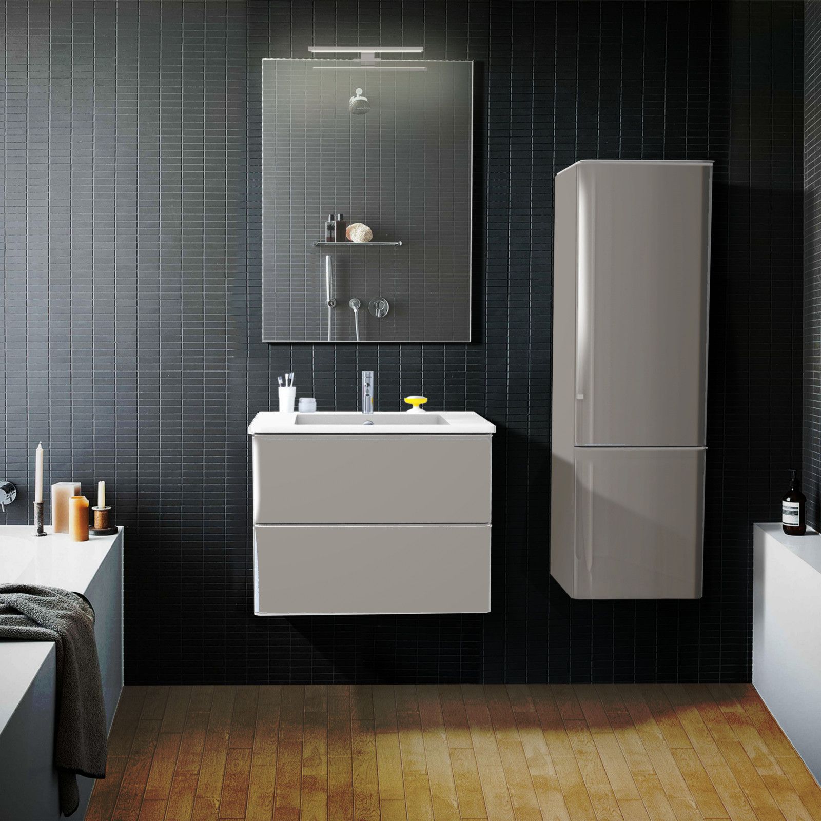 Miroir Salle De Bain Avec Éclairage LED L60 x H80 JULIA Miroir Salle De Bain Avec Éclairage LED L60 x H80 JULIA