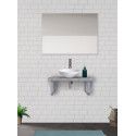 Plan Vasque Suspendu Salle de Bain 60 cm Effet Béton MOON + Vasque OMA + 2 Équerres