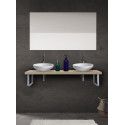 Plan Suspendu Pour Vasque 120 cm Effet chêne MOON + 2 Vasques OMA + 2 équerres