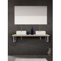 Plan Suspendu Pour Vasque 120 cm MOON Effet Chêne + 2 Vasques NINO + 2 équerres Plan Suspendu Pour Vasque 120 cm MOON Effet Chêne + 2 Vasques NINO + 2 équerres