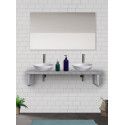 Plan Suspendu Salle de Bain Effet Béton 120 cm MOON + 2 Vasques OMA + 2 Équerres