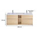 Meuble Salle de Bain Bois Double Vasque 140 cm ENIO