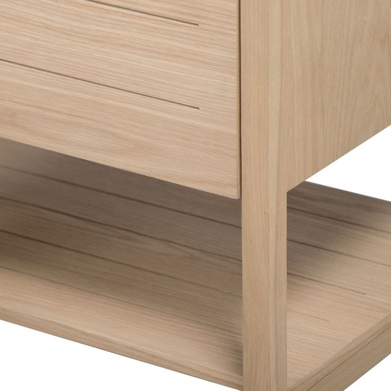 Ensemble de Salle De Bain Meuble Chêne 70 cm + Colonne de rangement Chêne 145 cm ATOLL + Miroir