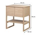 Ensemble de Salle De Bain Meuble Chêne 70 cm + Colonne de rangement Chêne 145 cm ATOLL + Miroir