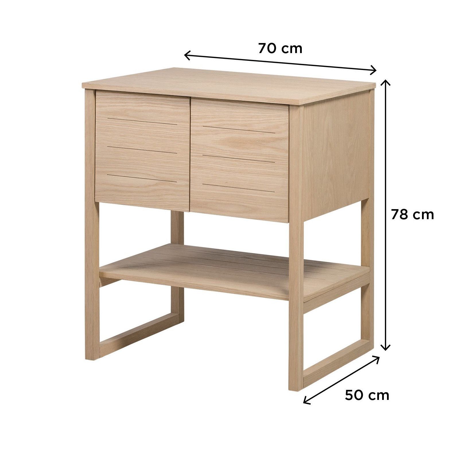 Meuble de salle de bain chêne 70 cm - Colonne de rangement - Miroir - Atoll