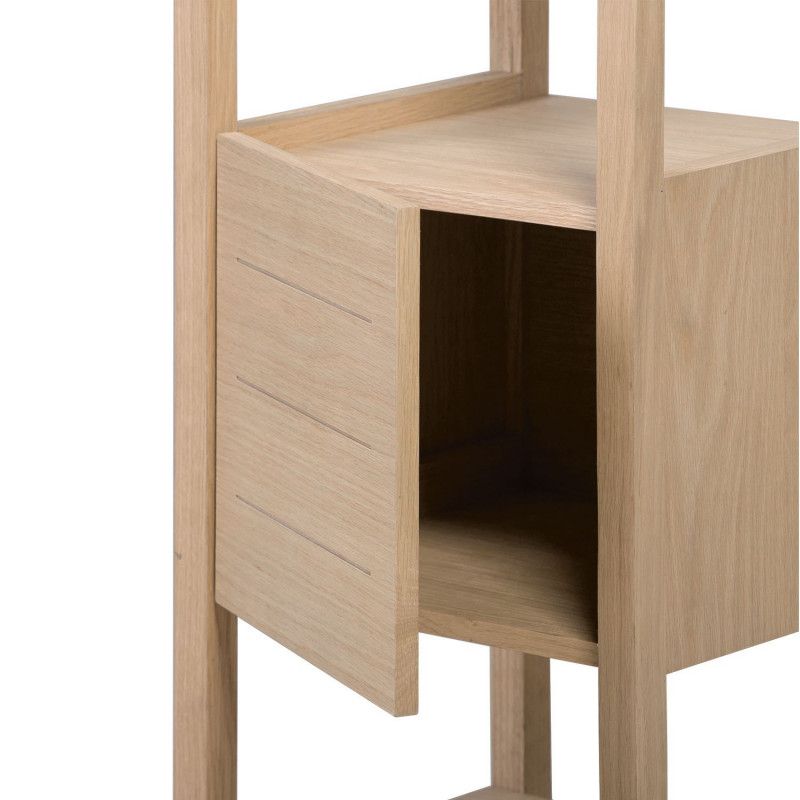 Ensemble de Salle De Bain Meuble Chêne 70 cm + Colonne de rangement Chêne 145 cm ATOLL + Miroir