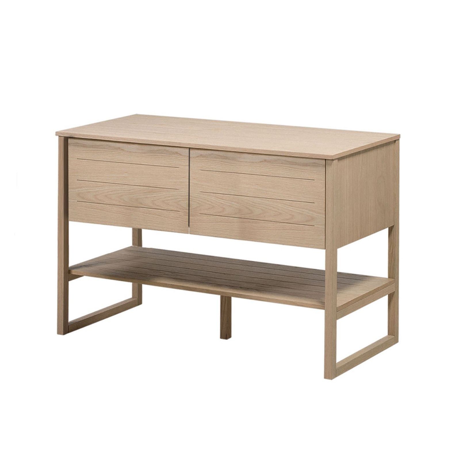 Ensemble de Salle De Bain Meuble Chêne 120 cm + Colonne de rangement Chêne 145 cm ATOLL