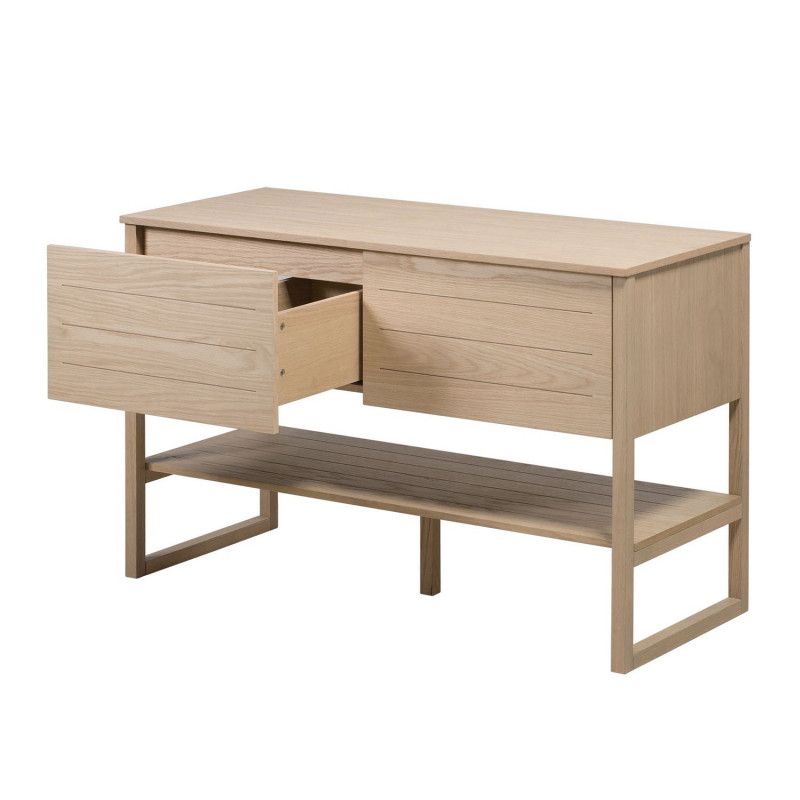 Ensemble de Salle De Bain Meuble Chêne 120 cm + Colonne de rangement Chêne 145 cm ATOLL