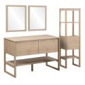 Ensemble de Salle De Bain Meuble Chêne 120 cm + Colonne de rangement Chêne 145 cm ATOLL + 2 Miroirs