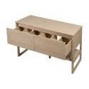 Ensemble de Salle De Bain Meuble Chêne 120 cm + Colonne de rangement Chêne 145 cm ATOLL + 2 Miroirs