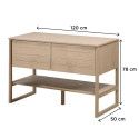 Ensemble de Salle De Bain Meuble Chêne 120 cm + Colonne de rangement Chêne 145 cm ATOLL + 2 Miroirs