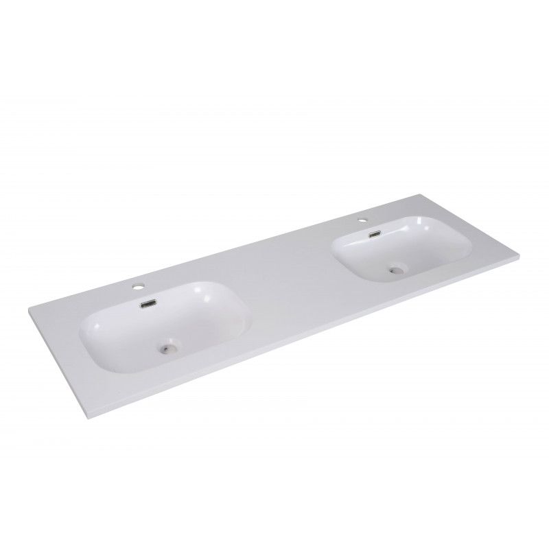 Plan double vasque blanc 140 cm résine ENIO