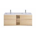 Plan double vasque blanc 140 cm résine ENIO