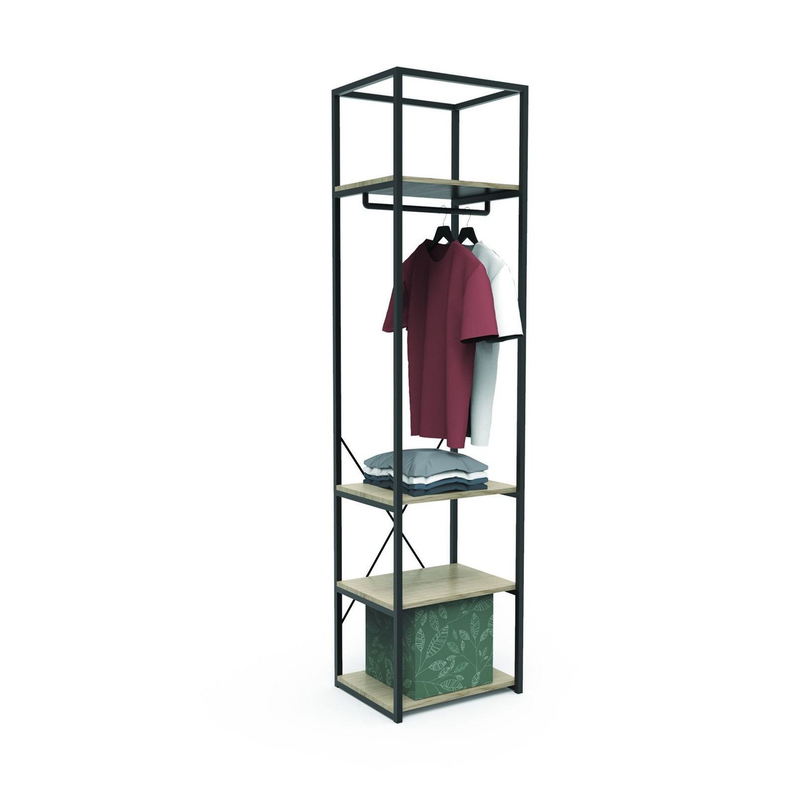 Portant vêtements bois et métal L50 x H200cm PAK Portant vêtements bois et métal L50 x H200cm PAK