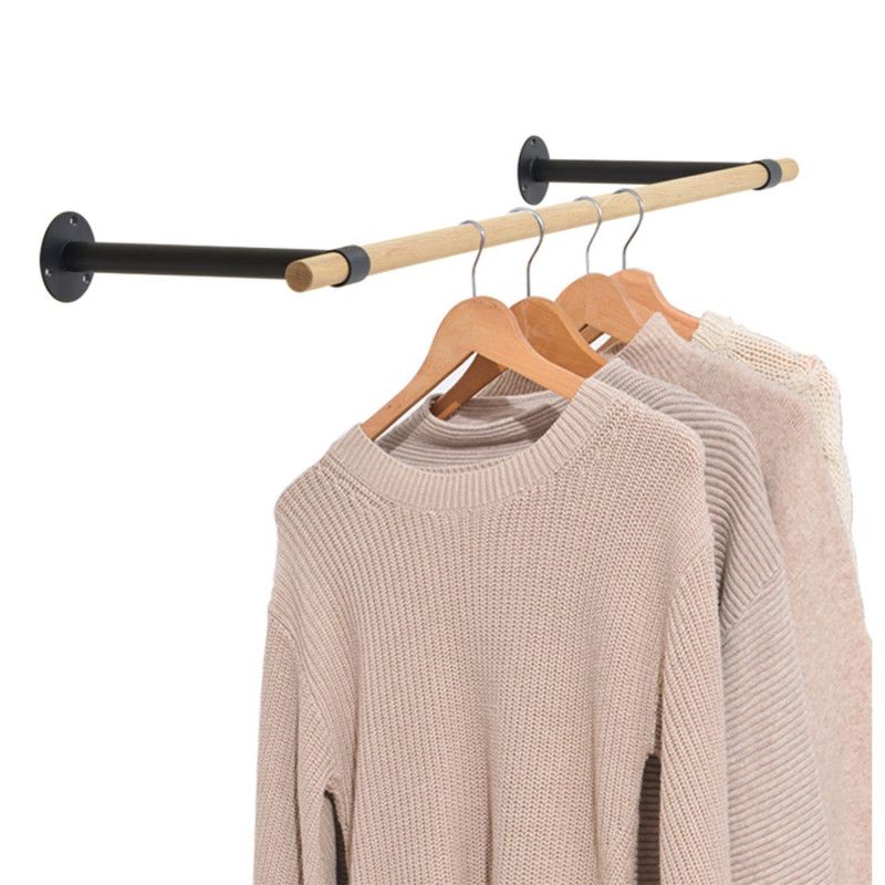 Portant penderie/ barre murale Chêne / Noir LOLA