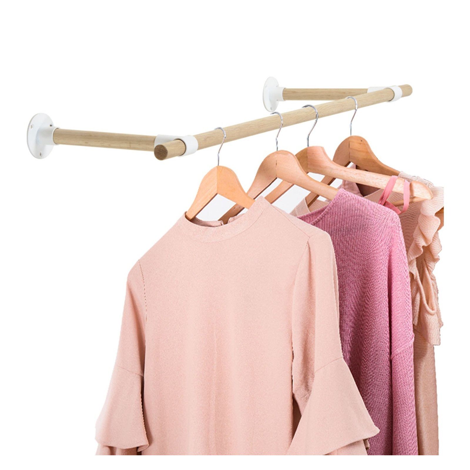 Portant penderie / barre murale Chêne / Blanc ALMA