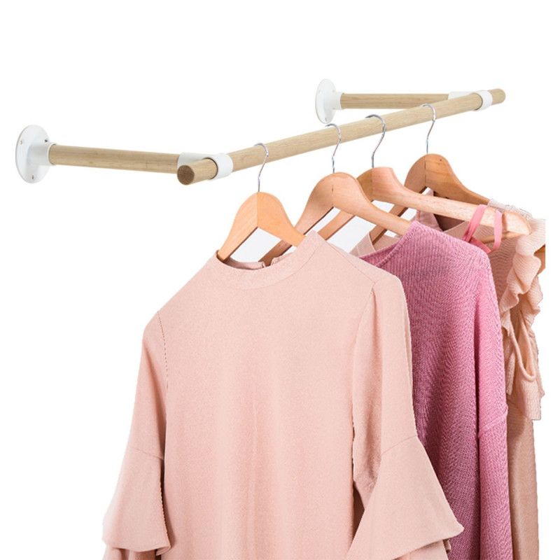 Portant penderie / barre murale Chêne / Blanc ALMA