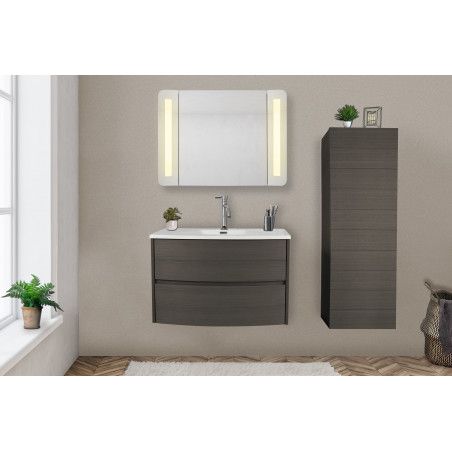 Meuble salle de bain à suspendre 80 cm noir TIGA Meuble salle de bain à suspendre 80 cm noir TIGA