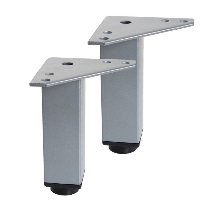 Pieds réglables WILL - Jeu de 2 pieds réglables pour Meuble de Salle de Bain- Métal Satiné