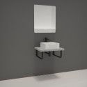 Ensemble de Salle de Bain WILL - Plan suspendu 60 cm + Equerres porte serviettes + Vasque + Miroir