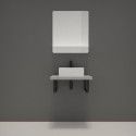 Ensemble de Salle de Bain WILL - Plan suspendu 60 cm + Equerres porte serviettes + Vasque + Miroir