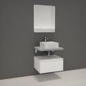Ensemble de Salle de Bain WILL - Plan suspendu 60 cm + Equerres invisibles + Meuble tiroir + Vasque