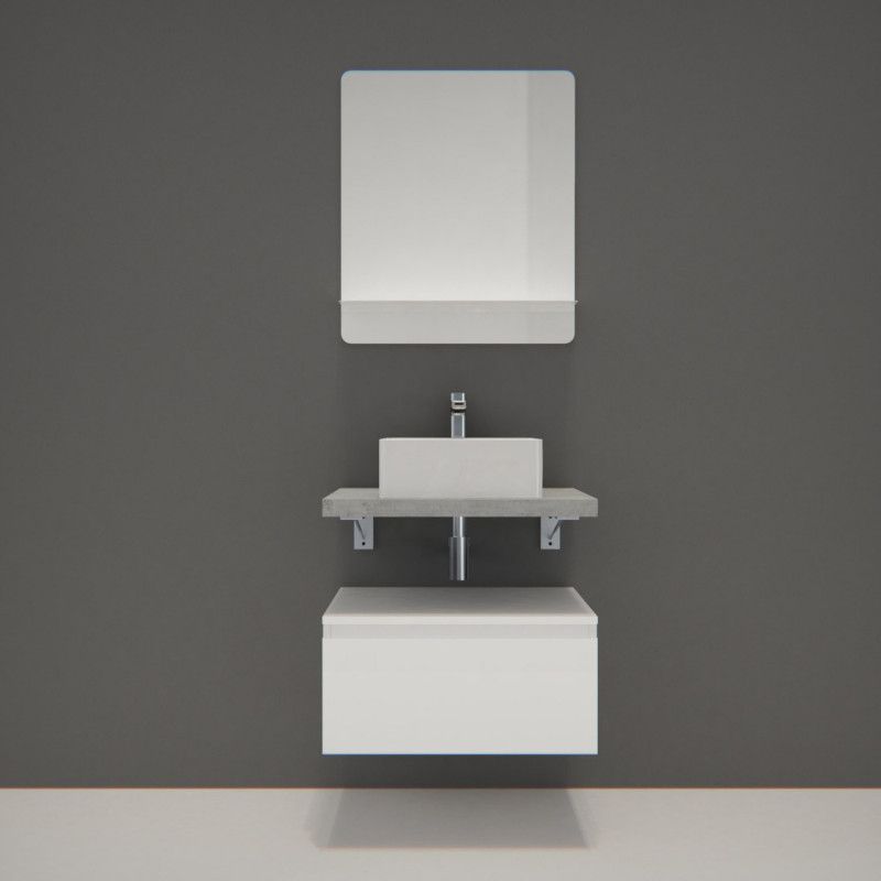 Ensemble de Salle de Bain WILL - Plan suspendu 60 cm + Equerres invisibles + Meuble tiroir + Vasque