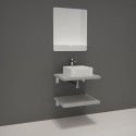 Ensemble de Salle de Bain WILL - Plan suspendu 60 cm x 2 + Equerres invisibles + Vasque + Miroir