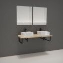 Plan suspendu 120 cm + 2 Vasques + 2 Miroirs + Equerres porte serviettes - WILL