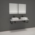 Plan suspendu 120 cm + 2 Vasques + 2 Miroirs + Equerres porte serviettes - WILL