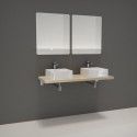 Ensemble de Salle de Bain WILL - Plan suspendu 120 cm + Equerres invisibles + 2 Vasques + 2 Miroirs