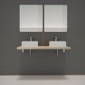 Ensemble de Salle de Bain WILL - Plan suspendu 120 cm + Equerres invisibles + 2 Vasques + 2 Miroirs