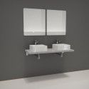 Ensemble de Salle de Bain WILL - Plan suspendu 120 cm + Equerres invisibles + 2 Vasques + 2 Miroirs